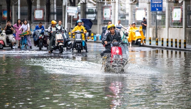 武汉迎战强降雨发出首个暴雨临灾警报，武大校门被淹一米深