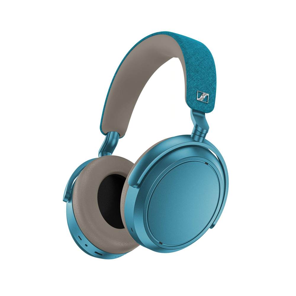 A close-up of a blue headphonesAI-generated content may be incorrect.