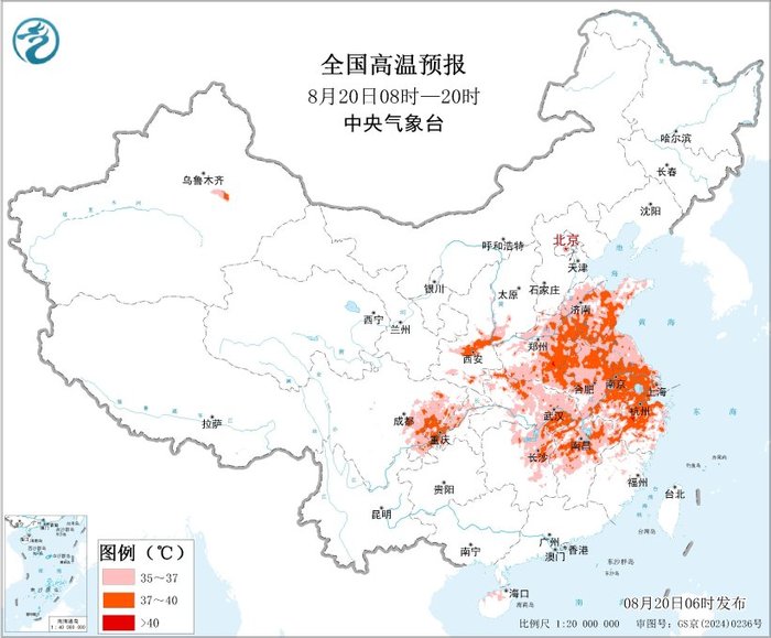 高温黄色预警继续：陕西河南山东浙江等地局地最高可达40℃以上