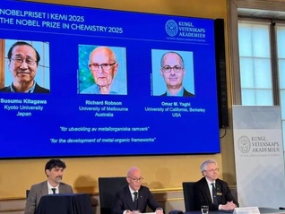 诺贝尔化学奖连续4年授予3人，日澳美科学家将平分836万元奖金