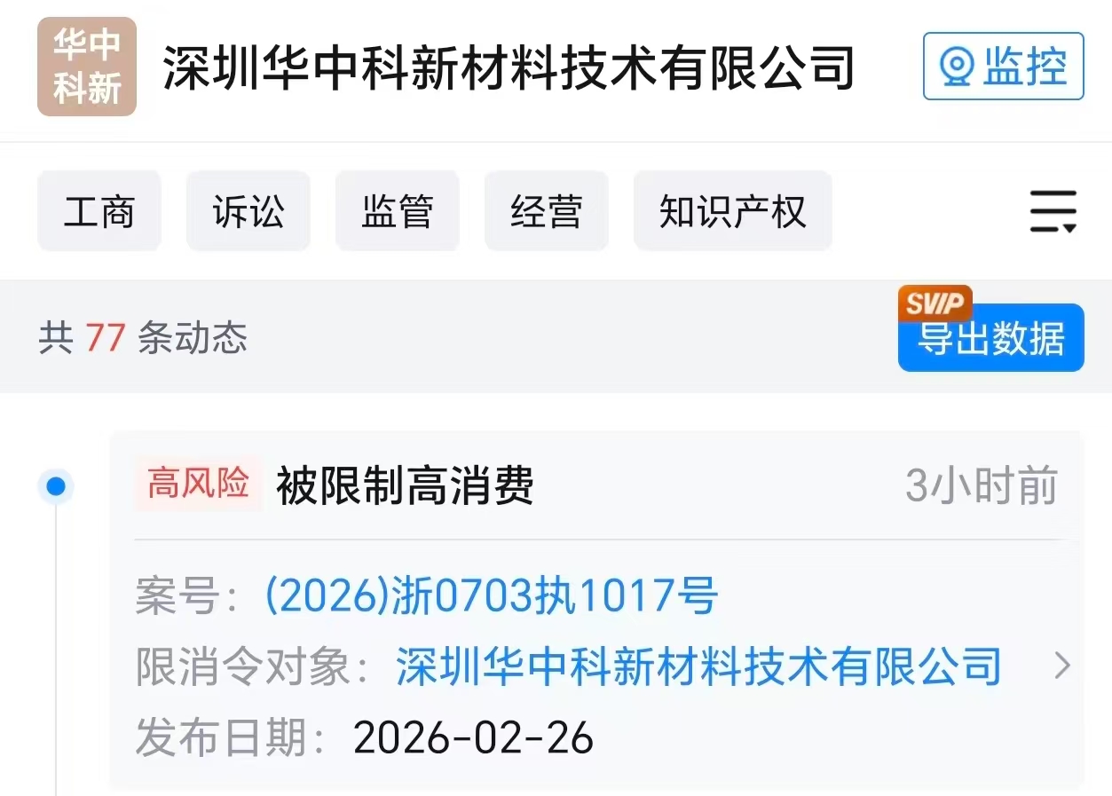 罗马仕旗下公司被限消，此前被执行168万元 