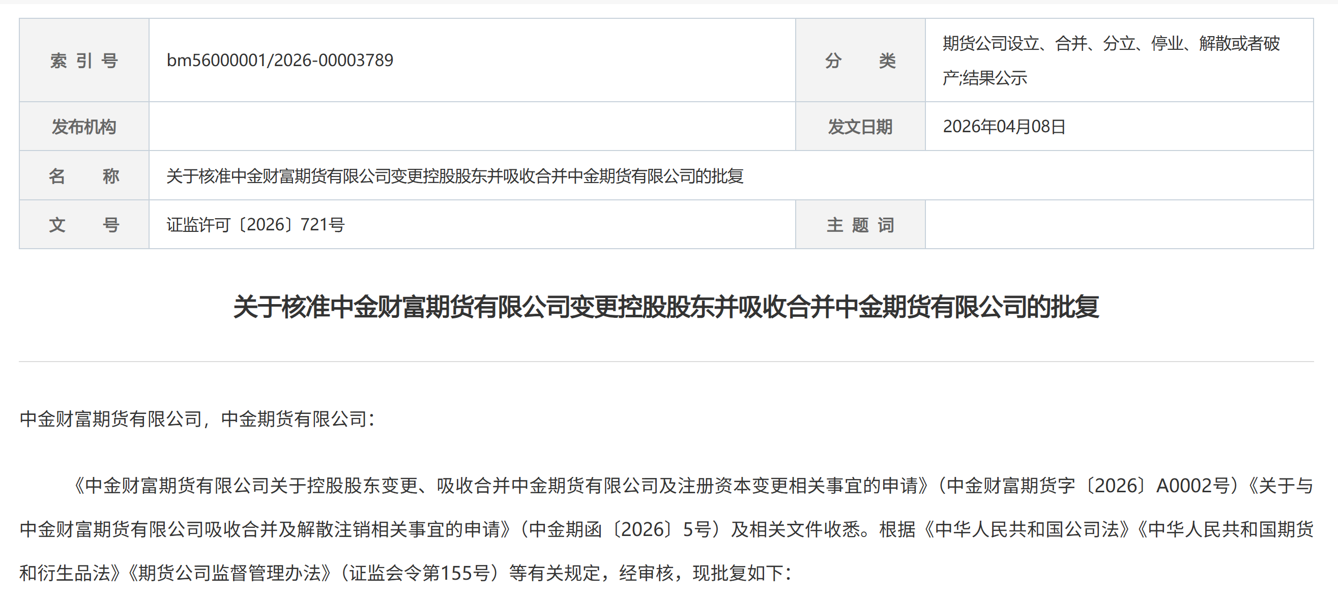 期货业整合大幕拉起？中金财富期货“吞并”中金期货，注册资本升至行业前20