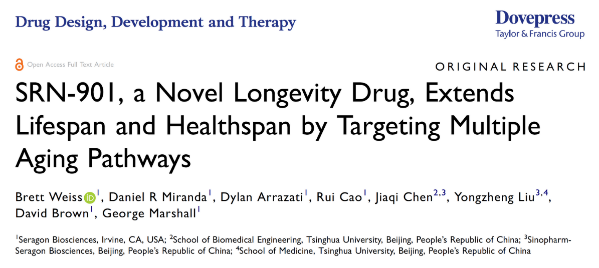 新型药物SRN-901延长中年小鼠寿命33%，相关产品已由国药引进