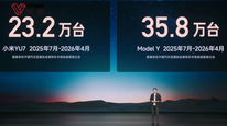 雷军大屏对比小米YU7与特斯拉Model Y销量：八败两胜不丢人，总有赢的一天