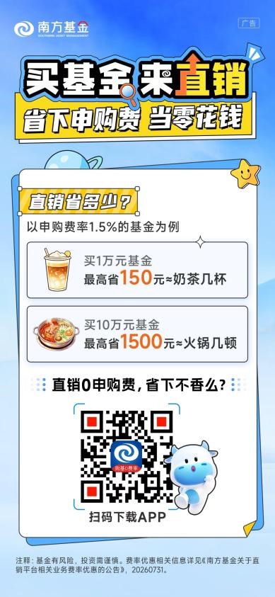 南方基金推出直销平台费率优惠，购基0申购费
