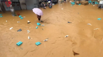 温州暴雨多家鞋厂被淹，蓝色鞋盒漂满街头，有老板积水中直播卖鞋2万人在线