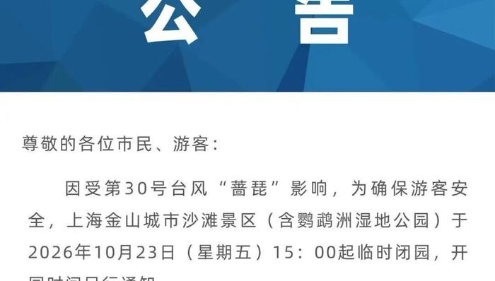 台风;蔷琵;上海;景区;闭园;文旅活动;调整