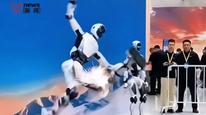 宇树H2-X功夫传奇机器人侧空翻表演甩断腿 ，前一天刚正式发布