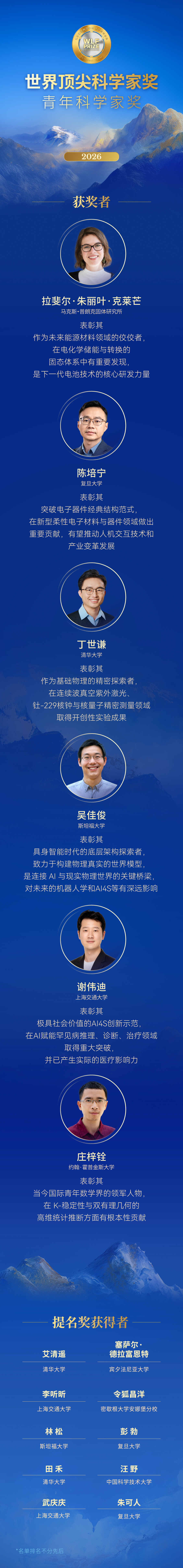 2026世界顶尖科学家奖在沪揭晓，今年首设青年科学家奖