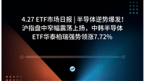 4.27 ETF市场日报 | 半导体逆势爆发！沪指盘中窄幅震荡上扬，中韩半导体ETF华泰柏瑞强势领涨7.72%