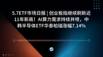 5.7ETF市场日报 | 创业板指继续刷新近11年新高！AI算力需求持续井喷，中韩半导体ETF华泰柏瑞涨幅7.14%