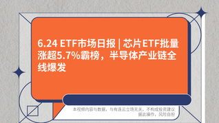 6.24 ETF市场日报 | 芯片ETF批量涨超5.7%霸榜，半导体产业链全线爆发