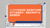 7.1 ETF市场日报 | 恒生医疗与创新药ETF批量飙升，储能及电池产业链显著回调