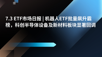 7.3 ETF市场日报 | 机器人ETF批量飙升霸榜，科创半导体设备及新材料板块显著回调