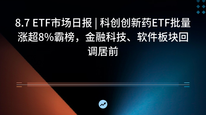 8.7 ETF市场日报 | 科创创新药ETF批量涨超8%霸榜，金融科技、软件板块回调居前
