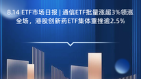 8.14 ETF市场日报 | 通信ETF批量涨超3%领涨全场，港股创新药ETF集体重挫逾2.5%
