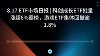 8.17 ETF市场日报 | 科创成长ETF批量涨超6%霸榜，游戏ETF集体回撤逾1.8%