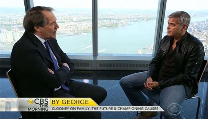 克鲁尼（右）接受“CBS今晨”的采访