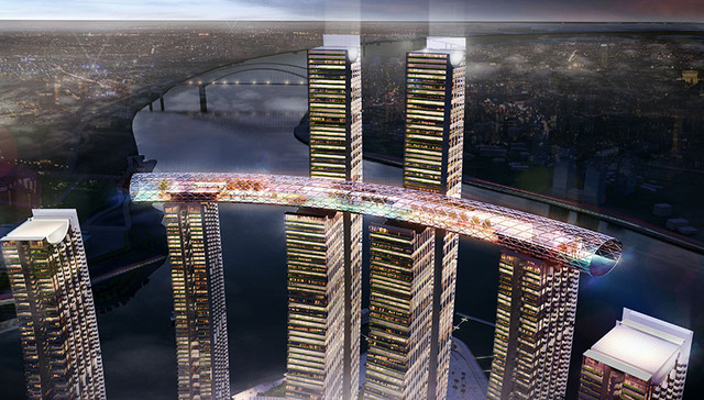 国内首座“横向摩天楼”在重庆朝天门升空 全球城市再进一步