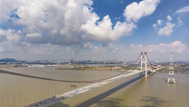 虎门二桥主线桥全线贯通 预计明年5月正式通车