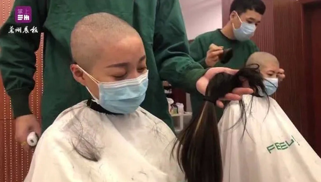 新型冠状病毒肺炎,疫情防控,男女平等,女性医务工作者,剃头