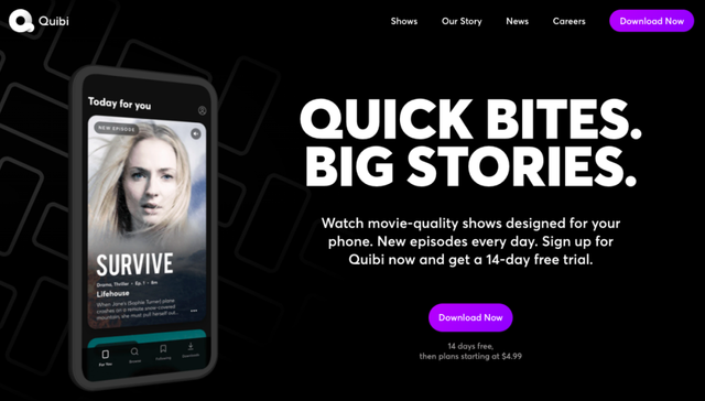 QUIBI,短视频,流媒体