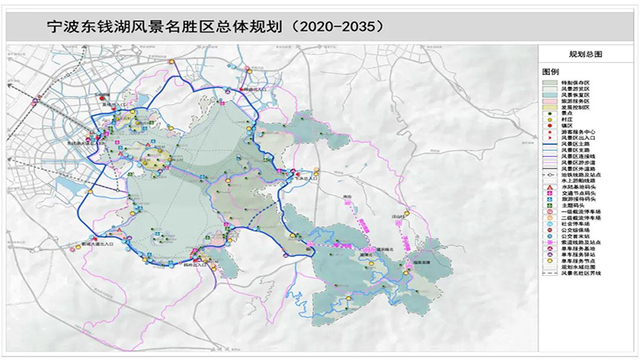 一核一轴，一环五区，宁波东钱湖风景名胜区未来有大发展