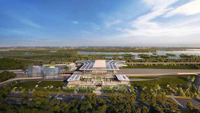 昆明西客站西广场项目效果图显示恢宏立意，体现“绿意连山海”主题