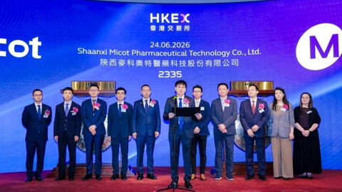 陕西麦科医药-B（02335.HK）挂牌首日涨幅102.75%